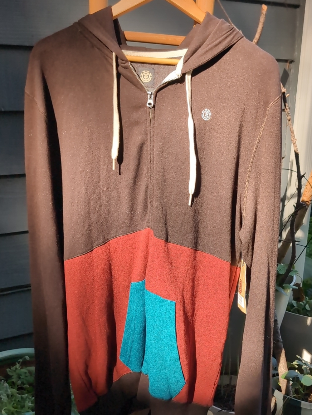Element Colorblock Hoodie Sweatshirt in Brown, Red, Teal